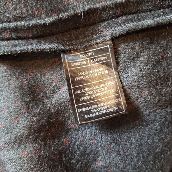 BB DAKOTA Wool Blend Cape Coat Womens Sz L Red Black Ombre Open Lagenlook L/S - Picture 4 of 9